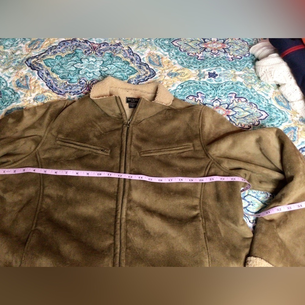 Tan Faux Suede Sherpa-Lined Jacket 2xl. (1aa) - Picture 8 of 12